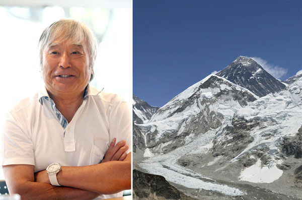 80歳でエベレスト（右）登頂に成功した三浦雄一郎さん