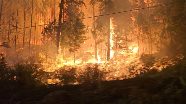 21日に起きたカナダ西部ブリティッシュコロンビア州近郊の森林火災は過去最悪に。3万世帯に避難命令（Ｎｉｋｋｉ Ｇｏｙｅｒのソーシャルメディアの動画から）